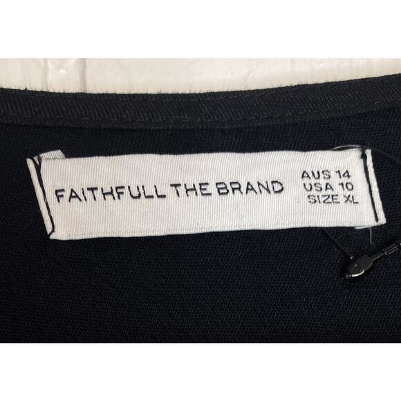 FAITHFULL THE BRAND 'Godiva' Black Linen Wrap Dress US 10 - Picture 11 of 12